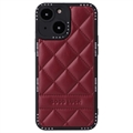 Custodia Ibrida Good Luck Rhombic Grid per iPhone 14 - Vino Rossa