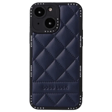 Custodia Ibrida Good Luck Rhombic Grid per iPhone 14 Plus - Blu