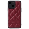 Custodia Ibrida Good Luck Rhombic Grid per iPhone 14 Plus - Vino Rossa