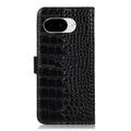 Custodia in Pelle a Portafoglio Serie Crocodile con RFID per Google Pixel 10a - Nera