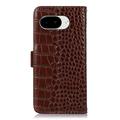 Custodia in Pelle a Portafoglio Serie Crocodile con RFID per Google Pixel 10a - Marrone