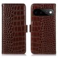 Custodia in Pelle a Portafoglio Serie Crocodile con RFID per Google Pixel 11 Pro - Marrone