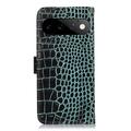 Custodia in Pelle a Portafoglio Serie Crocodile con RFID per Google Pixel 11 Pro - Verde