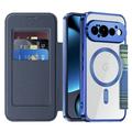 Custodia a libro magnetica elegante per Google Pixel 11 Pro con scomparti per carte RFID - Blu
