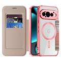 Custodia a libro magnetica elegante per Google Pixel 11 Pro con scomparti per carte RFID - Rosa