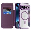 Custodia a libro magnetica elegante per Google Pixel 11 Pro con scomparti per carte RFID - Viola