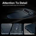 Custodia in TPU spazzolato per Google Pixel 11 Pro XL - Fibra di Carbonio - Blu
