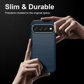 Custodia in TPU spazzolato per Google Pixel 11 Pro XL - Fibra di Carbonio - Blu