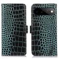 Custodia in Pelle a Portafoglio Serie Crocodile con RFID per Google Pixel 11 Pro XL - Verde