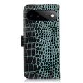 Custodia in Pelle a Portafoglio Serie Crocodile con RFID per Google Pixel 11 Pro XL - Verde