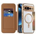 Custodia a libro magnetica elegante per Google Pixel 11 Pro XL con scomparti per carte RFID - Marrone