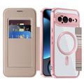 Custodia a libro magnetica elegante per Google Pixel 11 Pro XL con scomparti per carte RFID - Rosa