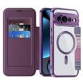 Custodia a libro magnetica elegante per Google Pixel 11 Pro XL con scomparti per carte RFID - Viola