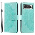 Custodia a portafoglio Mandala per Google Pixel 11 Pro XL con cinturino da polso - Verde menta