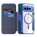 Custodia a libro magnetica elegante per Google Pixel 11 con scomparti per carte RFID - Blu