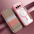Custodia a libro magnetica elegante per Google Pixel 11 con scomparti per carte RFID - Rosa
