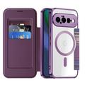 Custodia a libro magnetica elegante per Google Pixel 11 con scomparti per carte RFID - Viola