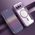 Custodia a libro magnetica elegante per Google Pixel 11 con scomparti per carte RFID - Viola