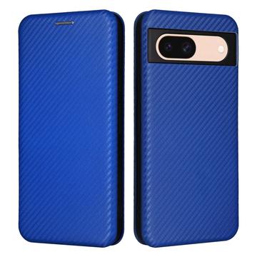 Custodia a Flip per Google Pixel 8a - Fibra di Carbonio - Blu