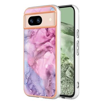 Custodia in TPU IMD Electroplated Marble Pattern per Google Pixel 8a - Blu / Rosa