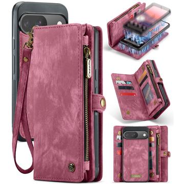 Custodia a portafoglio multifunzionale 2 in 1 Caseme 008 per Google Pixel 9/9 Pro - Rossa