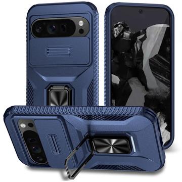 Custodia ibrida con anello rotante per Google Pixel 9 Pro XL con protezione per fotocamera - Blu