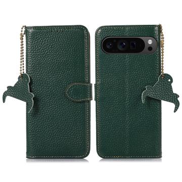 Custodia a Portafoglio in Pelle con RFID per Google Pixel 9 Pro XL - Verde