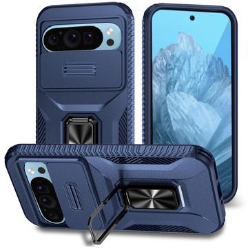 Custodia ibrida con anello rotante e protezione per fotocamera per Google Pixel 9/9 Pro - Blu
