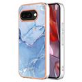 Custodia in TPU per Google Pixel 9a con rivestimento elettrolitico in marmo - Blu