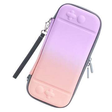 Borsa di stoccaggio a colori sfumati per Nintendo Switch Custodia protettiva portatile in pelle PU antigoccia - Viola/Rosa