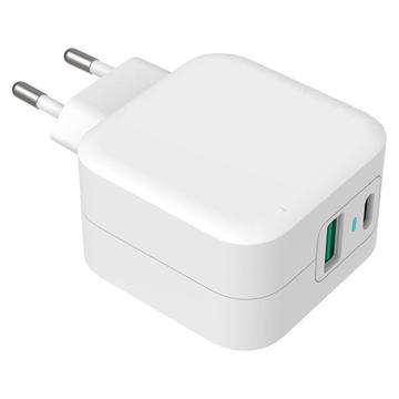 Caricabatterie da parete GreyLime 38W PD e QC - USB-C, USB-A - Bianco