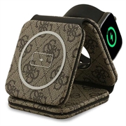 Caricabatterie wireless magnetico MagSafe 3-in-1 Guess 4G - Marrone