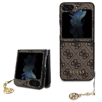 Custodia Ibrida Guess 4G Charms Collection per Samsung Galaxy Z Flip5 - Marrone