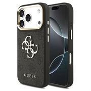 Custodia per iPhone 18 Pro Guess 4G Metal Logo Gold Frame - Nera