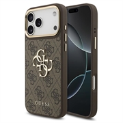 Custodia per iPhone 18 Pro Max Guess 4G Metal Logo Gold Frame - Marrone