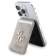 Portacarte con logo Guess 4G in metallo con supporto - Compatibile con MagSafe - Rosa