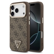 Custodia MagSafe per iPhone 18 Pro Max Guess 4G Strass Triangle Logo Gold Frame - Marrone