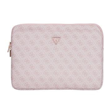 Custodia per computer portatile Guess 4G con tasca a cerniera e logo a triangolo - 14" - Rosa