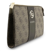Borsa porta cellulare Guess 4G con logo 4G rotondo e strisce con loghi classici - Marrone