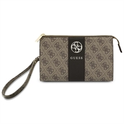 Borsa porta cellulare Guess 4G con logo 4G rotondo e strisce con loghi classici - Marrone