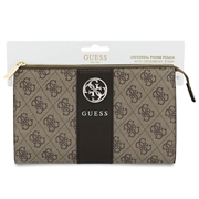 Borsa porta cellulare Guess 4G con logo 4G rotondo e strisce con loghi classici - Marrone