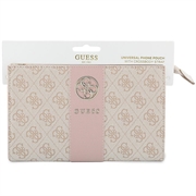 Borsa porta cellulare Guess 4G con logo 4G rotondo e strisce con loghi classici - Rosa
