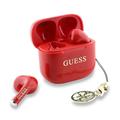 Auricolari Guess Charm True Wireless con effetto lucido e stampa classica del logo - Rosso