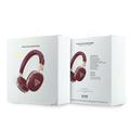 Cuffie wireless ENC con logo metallico dorato a forma di triangolo zigrinato di Guess - Borgogna