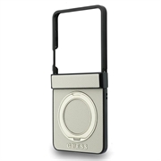 Custodia Samsung Galaxy Z Flip8 Guess Magnetic Ring Stand Grained Classic Logo - Compatibile con MagSafe - Beige