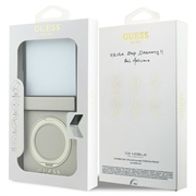 Custodia Samsung Galaxy Z Flip8 Guess Magnetic Ring Stand Grained Classic Logo - Compatibile con MagSafe - Beige