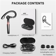 H03 Auricolare Bluetooth con gancio auricolare rotante e sensore tattile - Nero