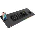Tappetino da scrivania H18 RGB con caricatore wireless da 15W e supporto per telefono pieghevole - nero