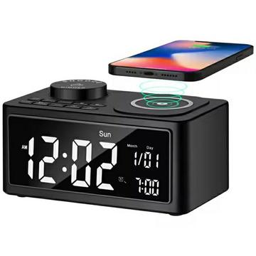 H7 Sveglia multifunzione / Altoparlante Bluetooth con ricarica USB/Wireless - Nero