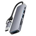 Hub multiporta HC-13FL USB-C/USB-A - USB 3.0, 2 porte USB 2.0, slot SD/TF, USB-C - Grigio